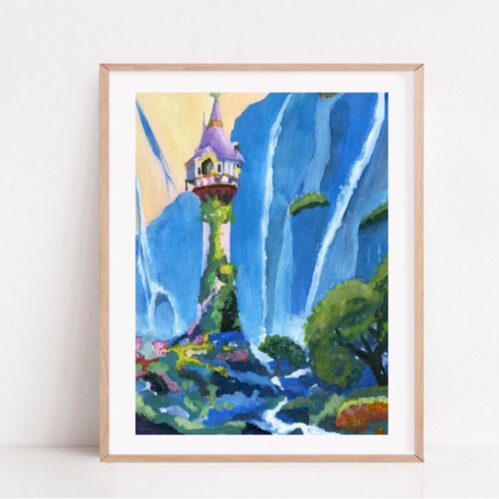 Rapunzel tower, tangled, princess art print, princess bedroom, Disney art print